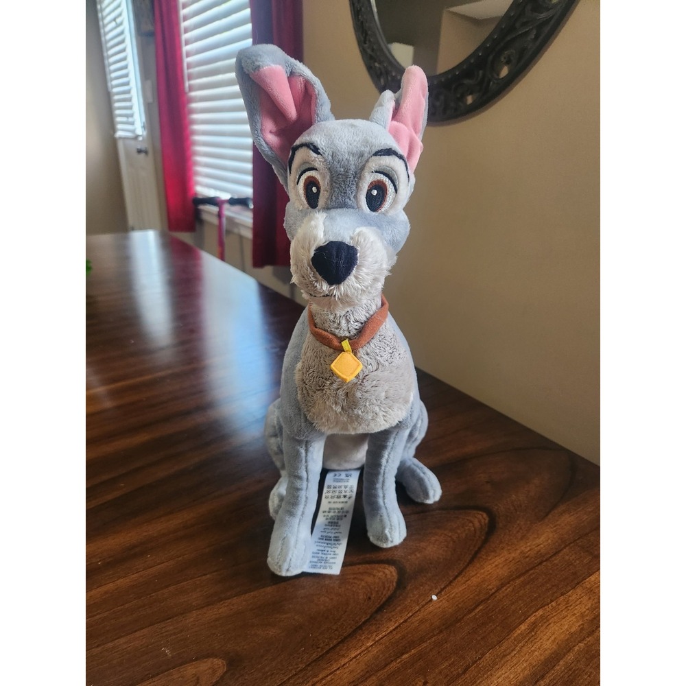 Disney Store Tramp Gray Dog Plush Stuffed Animal Authentic Lady & The Tramp 16" - Picture 4 of 8